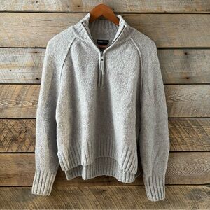 Prana Blazing Star Sweater Half-Zip Pullover Wool Sweatshirt Sz Med Heather Grey
